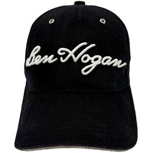 Vintage BEN HOGAN Golf Hat Cap Black / White Embroidered Logo Adjustable Band